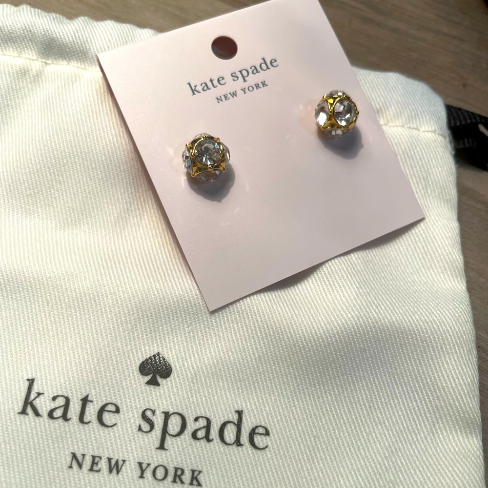 Kate Spade Lady Marmalade Clear Gold Earrings NEW